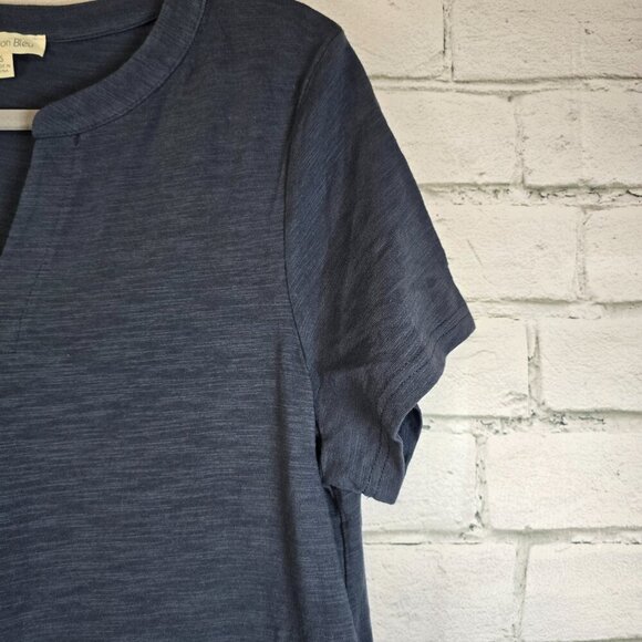 WOMENS COTTON BLEU A-LINE SHIFT DRESS BLUE GRAY STRIPE V NECK SIZE SMALL - Picture 7 of 7